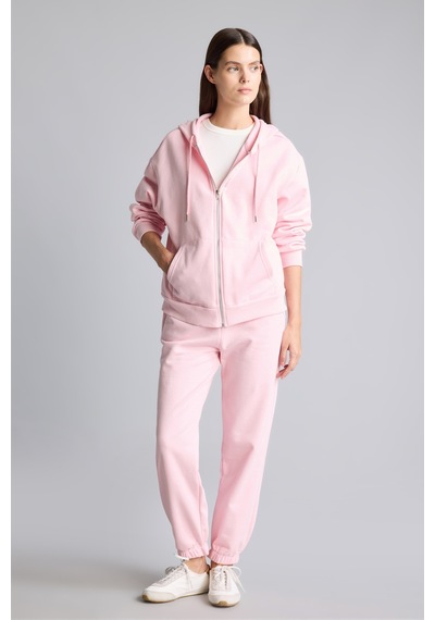 Defacto Relax Fit Kapüşonlu Cepli Basıc Fermuarlı Sweatshirt C1809ax26wnpn38 Pembe-pn38