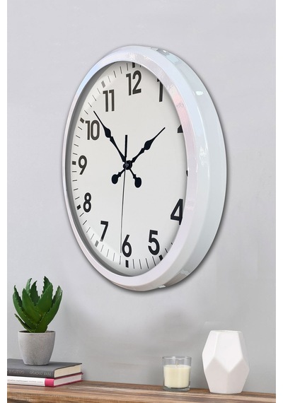 52 Cm Beyaz Metal Standart Duvar Saati