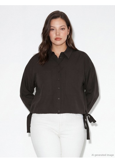 Lcw Everyday Yeşil Bağcıklı Oversize Kadın Gömlek