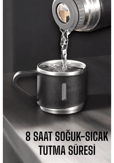 Hubrendy Tekno 500 Ml Kapasiteli Taşınabilir Basınçlı Termos Seti Günlük Kullanım İçin İdeal Diğer