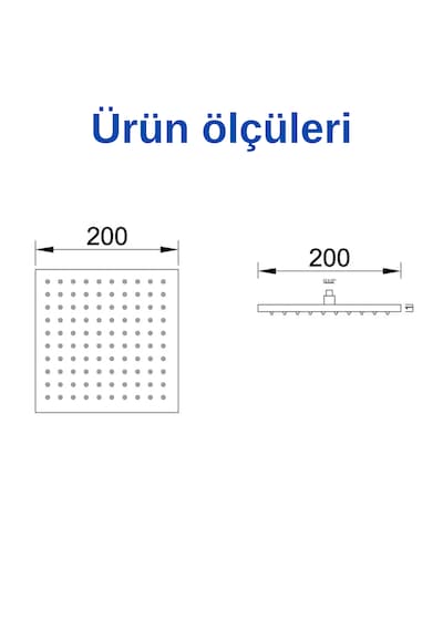 Tepe Duş Başlığı Faumix Kar01 Krom Kare Slim 304 Çelik 20x20 Cm Krom