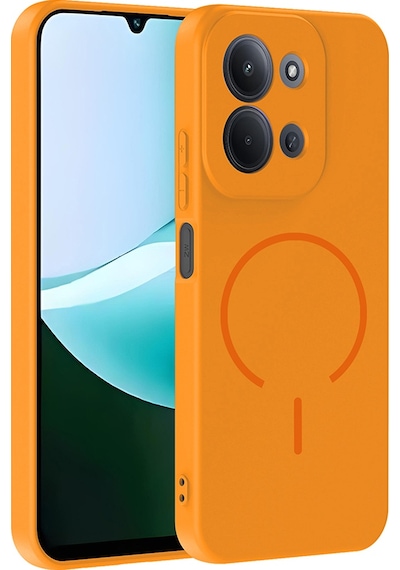 Xiaomi Redmi 15c Kılıf M-safe Şarj Özellikli Zore Meta Kapak Turuncu