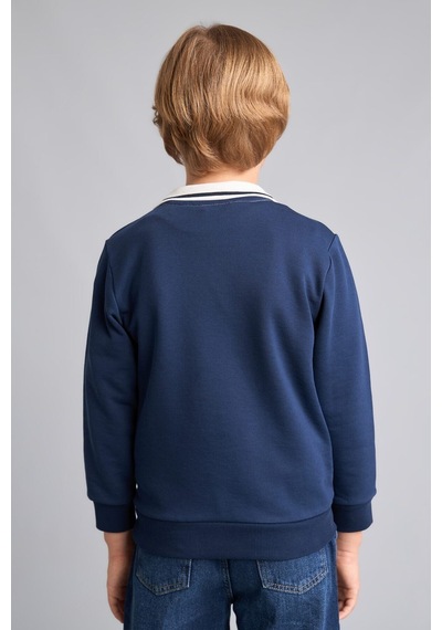 Defacto Oversıze Gömlek Yaka Kolej Baskılı Lacivert Sweatshirt Erkek Çocuk H9832a826aunv241 Lacivert-nv241