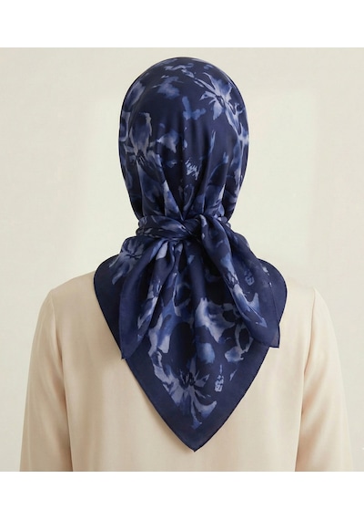 Ahenk Desen 90x90cm Organic Twill Eşarp/fular Laci - Mavi