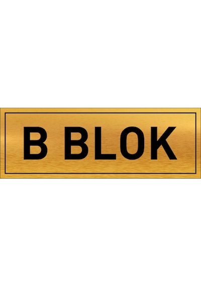 B Blok Yazılı Gold Metal Levha 20 X 7 Cm