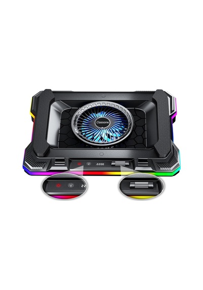Classone Gt100 Gaming Laptop Sogutucu 2200rpm, Rgb Işıklı, Led Display Notebook Soğutucu Stand
