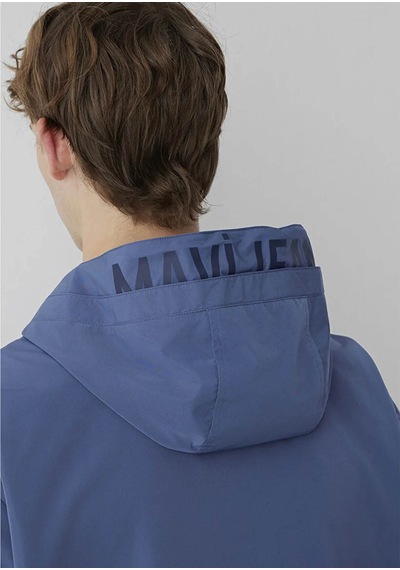 Mavi Kapüşonlu Oversize Mavi Erkek Mont 0110641-86702