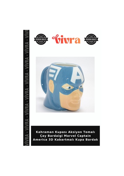 Kahraman Kupası Aksiyon Temalı Çay Bardaigi Marvel Captain America 3d Kabartmalı Kupa Bardak Çok Renkli