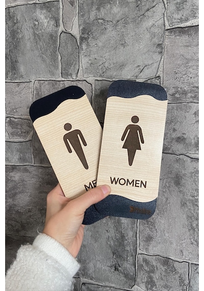 Meşe Serisi Mdf Kadın Wc Ve Erkek Wc Set