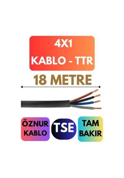 Öznur 4x1 Ttr Kablo Metre Seçenekli Siyah - 18 Metre