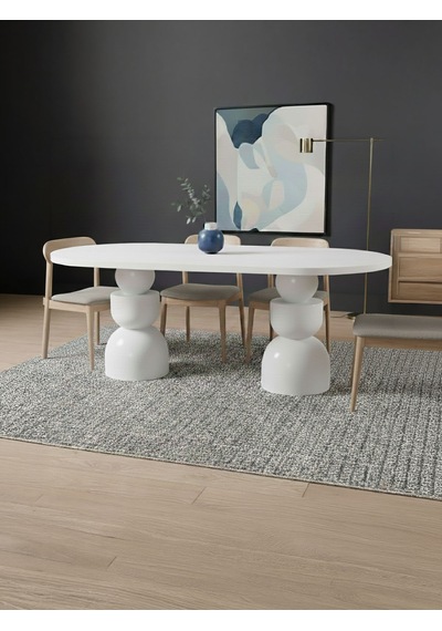 Orbis Oval Ahşap Yemek Masası 100x200 Beyaz