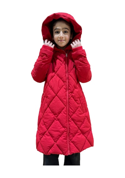 Benitto Kids Kız Çocuk Kapüşonlu Kaban 51329 Kırmızı