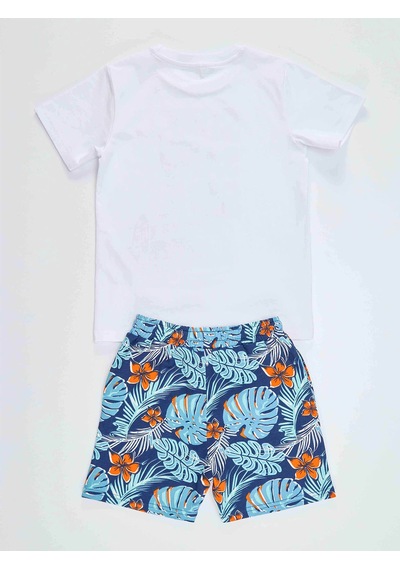 Denokids Mshb&g Surf Erkek Çocuk T-shirt Şort Takım Çok Renkli
