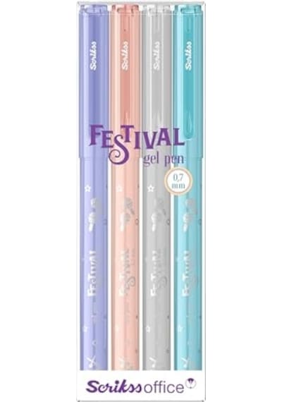 Scrikss Office Festival Jel Kalem 0.7 Mm Pastel Renkler 4'lü Blıster Genel