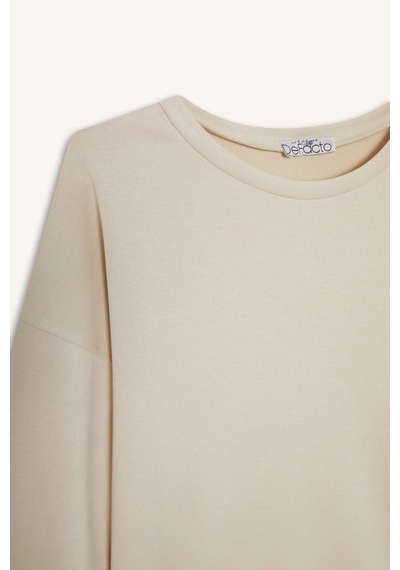 Defacto Bisiklet Yaka Modal Sweatshirt G2913ax25auer120 Ekru