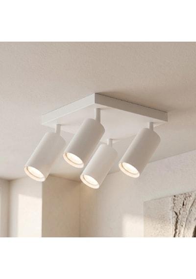 Riolıght Modern Beyaz Kare 4xgu10 Hareketli Başlık Led Spot Avize Ampul Dahil 30cmx30cm