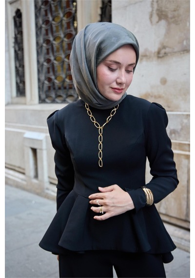 Silk Home Monogram Pamuk İpek Eşarp 130001-07 Yeşil Gri