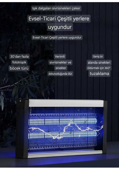 Sivrisinek Sinek Böcek Öldürücü Kovucu Yok Edici Mavi Işık 2x4 Watt