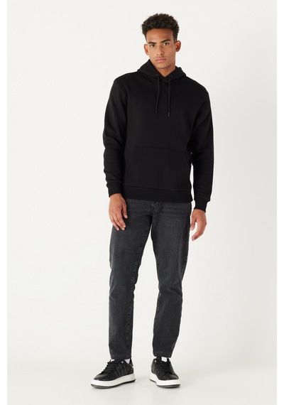 AC&Co / Altınyıldız Classics Standart Fit Normal Kesim Kapüşonlu Kanguru Cepli Pamuklu Erkek Sweatshirt - Siyah AC&Co / Altınyıldız Classics Standart Fit Normal Kesim Kapüşonlu Kanguru Cepli Pamuklu Erkek Sweatshirt - Siyah