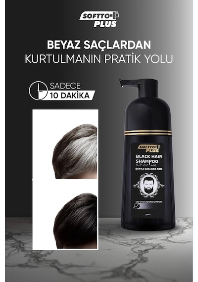 Black Hair Doğal Görünümlü Saç Siyahlaştırıcı Anında Etkili Beyaz Kapatıcı Shampoo 3x350ml Tüm Saç Tipleri