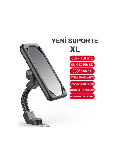 Powertec Suporte XL Model Motosiklet Bisiklet Telefon Tutucu  Su Geçirmez 5.5-7.0 inç arası