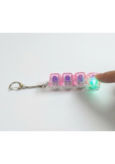 Işıklı Klavye Gerginlik Giderici Anahtarlık, Mekanik Tuş, Pembe, 4 Tuşlu