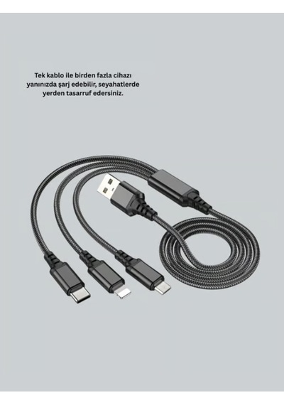 Samsung J4 / J4+ Plus / J6 / J6+ Plus Uyumlu Şarj Kablosu Micro Usb 3 İn 1 -