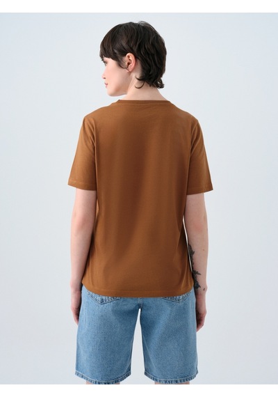 Regular Fit Kadın Tshirt K.kol Kahverengi