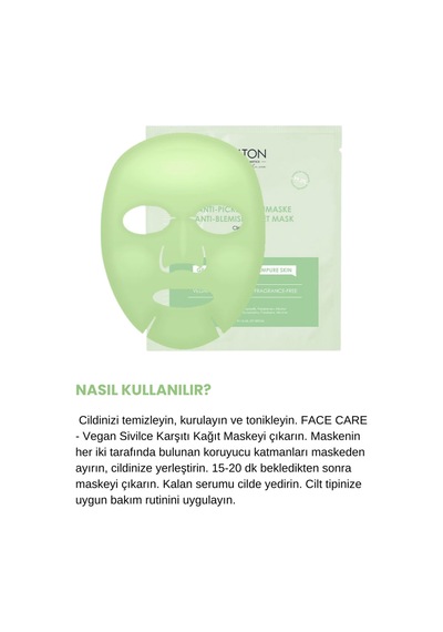Yağlı Akneli Ciltler Için Deniz Mineralli Sivilce Karşıtı Face Care Vegan Kağıt Maske - 129183902