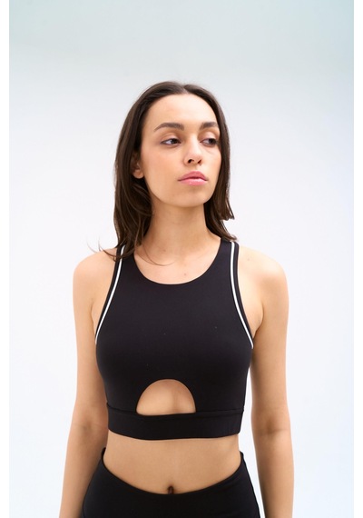 Normal People Zela - Spor Bra / Şeftali Dokulu Peach Skin Kumaş Siyah