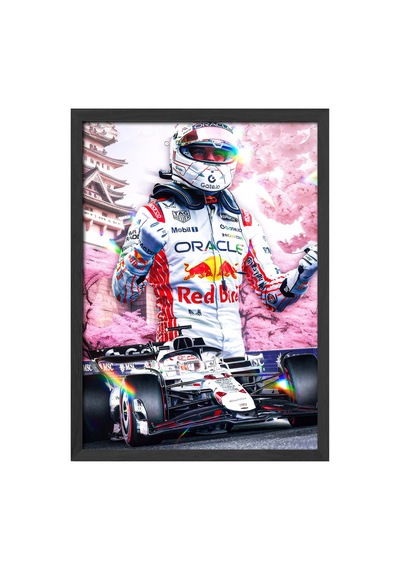 Max Verstappen Siyah Ahşap Çerçeveli Poster, Dekoratif Formula 1 Duvar Tablosu