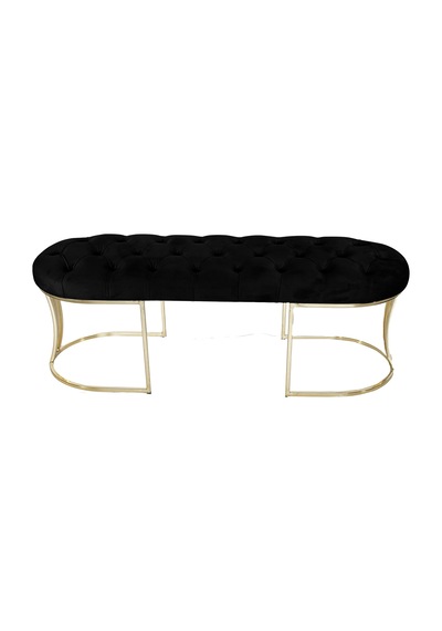 VİEGO GOLD SİYAH-Kapitoneli Model Puf&Bench&Koltuk-Oturak-Uzun Makyaj Puff-Yatak Odası Ucu&Önü