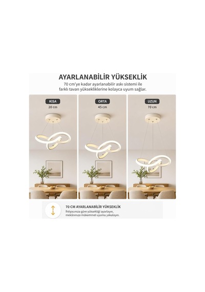 Aura Beyaz Ultrapower Led Avize, Modern Sarkıt Tasarım, Alüminyum Gövde, 6500k Beyaz Işık, 36w, 25 Cm Çap, Ayarla Çok Renkli