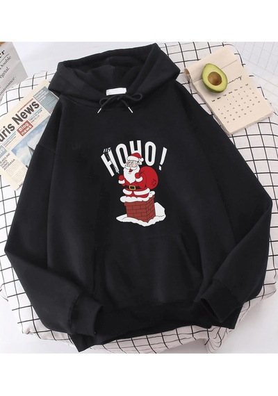 Noel Baba Selfie Hoho Yeni Yıl Kapşonlu Sweatshirt 001