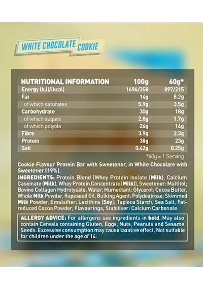 Grenade High Protein, Low Sugar Bar - White Chocolate Cookie, 12 X 60 Gr
