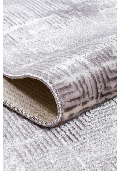 Parlak Saten Dokulu Poem Bambu Tuşe Modern Trend Halı Pm03 Gri