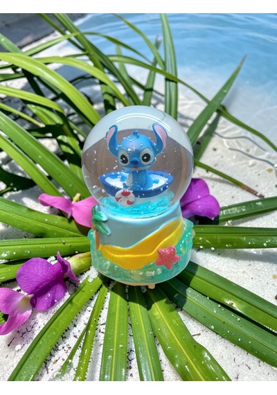 Stitch Müzikli Işıklı -10cm-8cm Kayıklı Figürlü Kar Küre 10-8