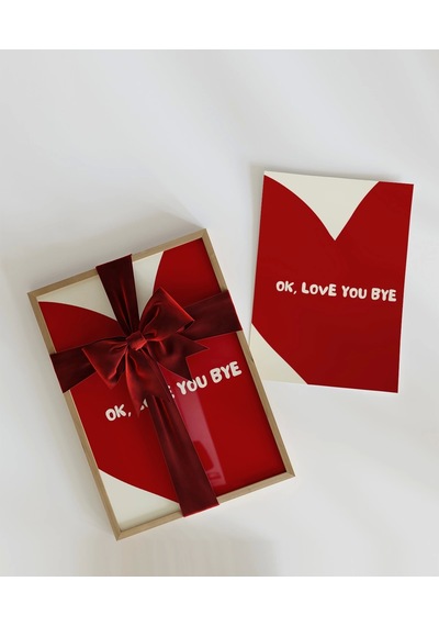 Çerçevesiz Poster Ok Love You Bye Kalp Temalı Tipografik
