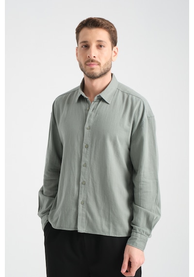 Redline Bond Keten Oversize Rahat Kalıp Premium Kumaş Basic Gömlek Haki