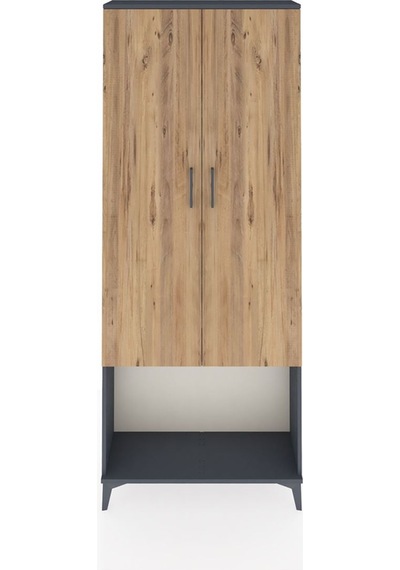Arges Dolap 2 Raflı 2 Kapaklı Tek Askılı 88x30x221 Antrasit-çam Antrasit