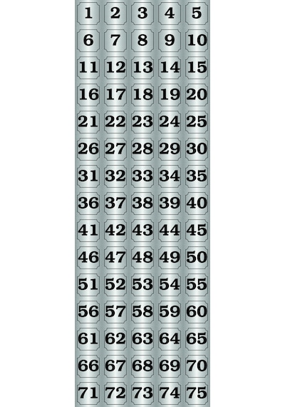 Kapı, Masa, Dolap Numarası Metal Yapışkanlı Gümüş Rengi 1-75