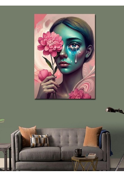 Kanvas Tablo Çiçek Ve Gözyaşı 100cmx140cm