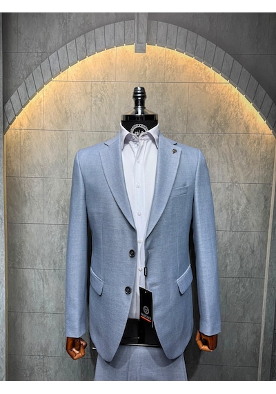 Dupont Classics Dupont Slim Fit Mono Yaka 6 Drop Yarım Astar Çift Yırtmaç 2'li Takım Elbise Buz Mavi Dupont Classics Dupont Slim Fit Mono Yaka 6 Drop Yarım Astar Çift Yırtmaç 2'li Takım Elbise Buz Mavi