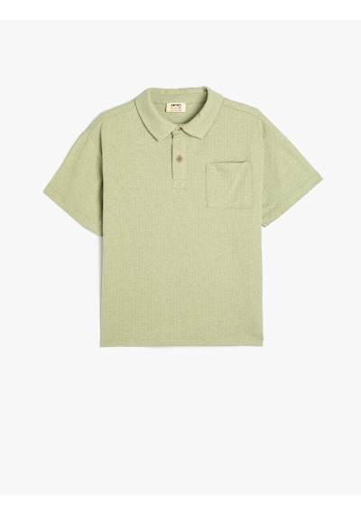 Koton Basic Polo Yaka Tişört Kısa Kollu Tek Cepli Yeşil 4skb10689tk Yeşil