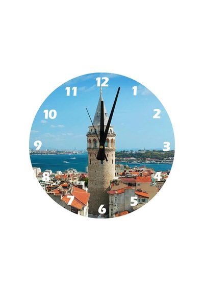 Ti-play Galata Kulesi 30x30cm Akrilik Dekoratif Modern Duvar Saati ÇOk Renkli