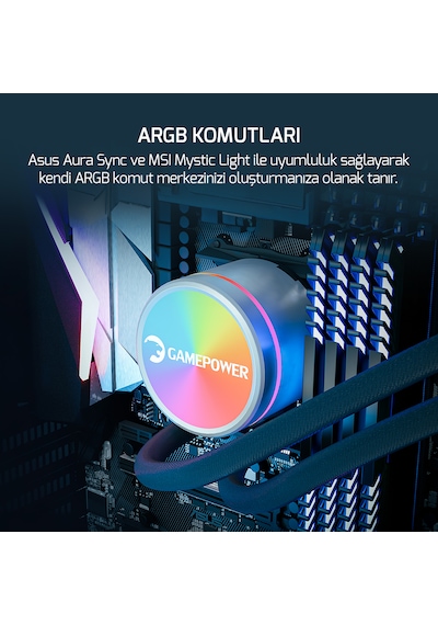 Gamepower Skadi V2 240 Argb 240mm Sıvı İşlemci Soğutucusu Am5 Ve
