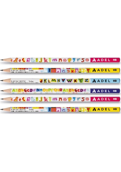 Harfler Yuvarlak Kurşun Kalem 6 Lı Paket