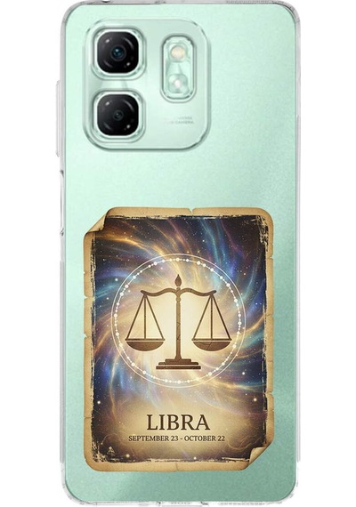 Infinix Smart 9 İle Uyumlu Burç Kartları Terazi Tasarımlı Şeffaf Silikon Kılıf Şeffaf