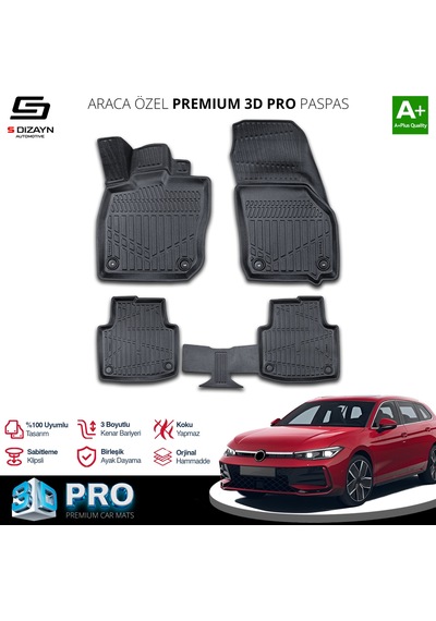 S-dizayn Vw Passat B9 3d Pro Havuzlu Paspas 2023 Üzeri A+ Kalite