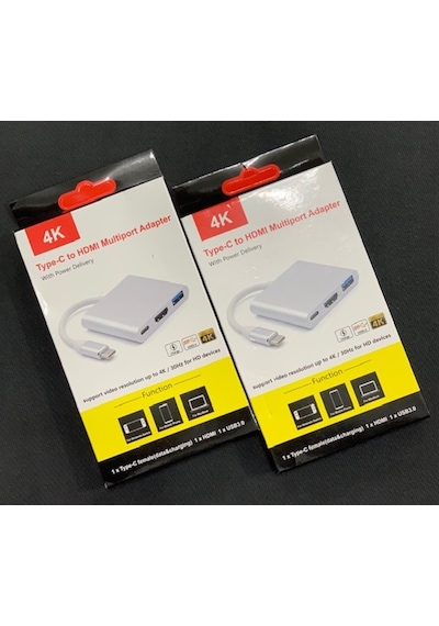 3 İn1 Type-C To HDMI 4K USB 3.0 Çevirici Dönüştürücü Adaptör